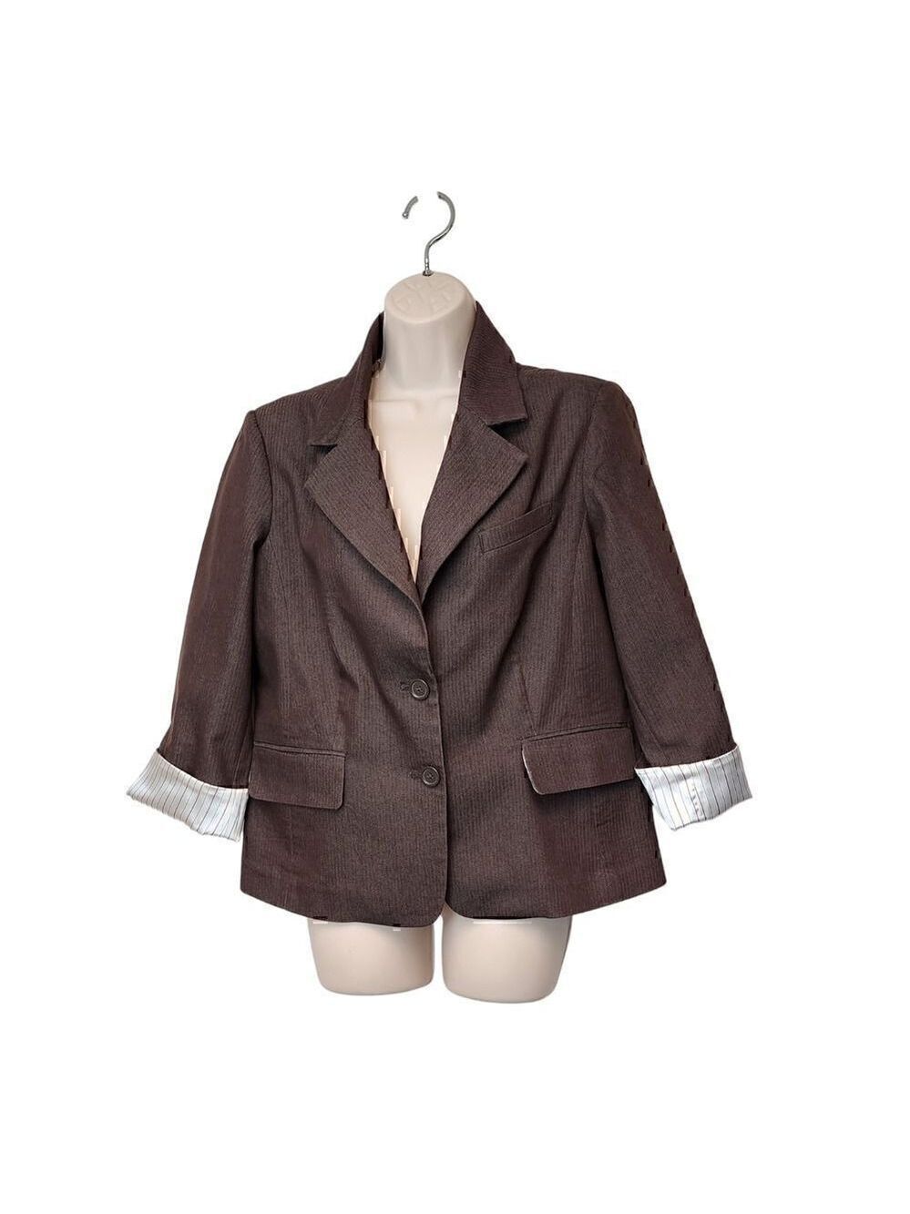 Larry Levine Stretch Single Breasted Brown Blazer Size Large